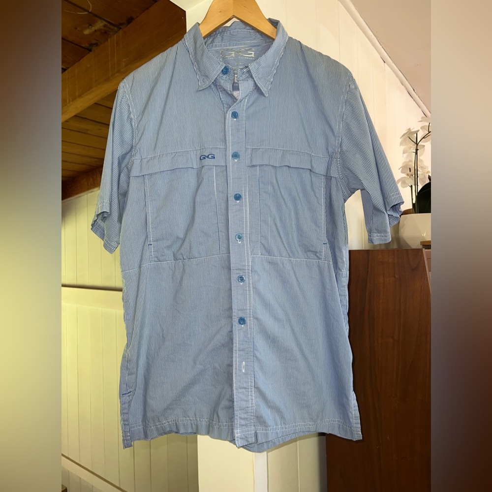 Gameguard Outdoors Fishing/Golfing Shirt Vented Blue Checks See Measurements.